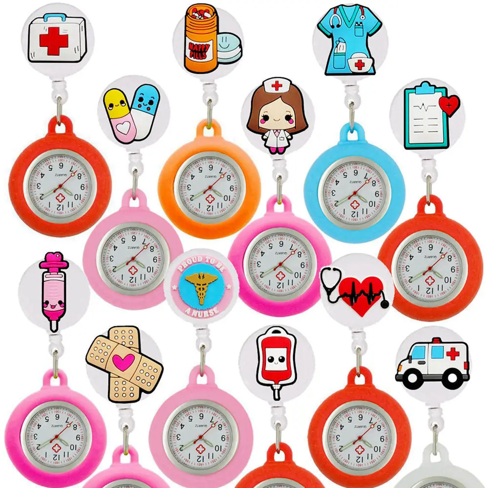 Cross-Border Medical Retractable Nurse Watch Stretching Cute Cartoon Character Animal Doctor Student Chest Watch Pocket Watch
