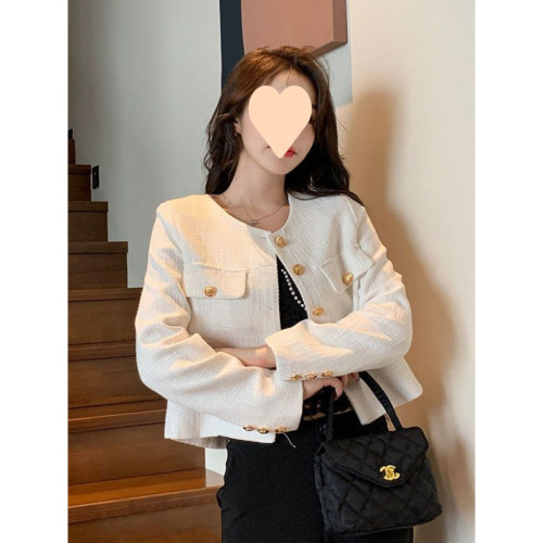 Korean autumn clothes, new western-style short chanel style coat, feminine temperament, high-end small top
