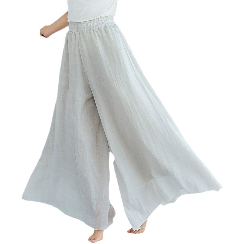 Летние брюки до щиколотки телесного цвета Хлопок и лен Свободная Талия Свободные элегантные Пригородные брюки с широкими штанинами без пояса Хлопковые брюки