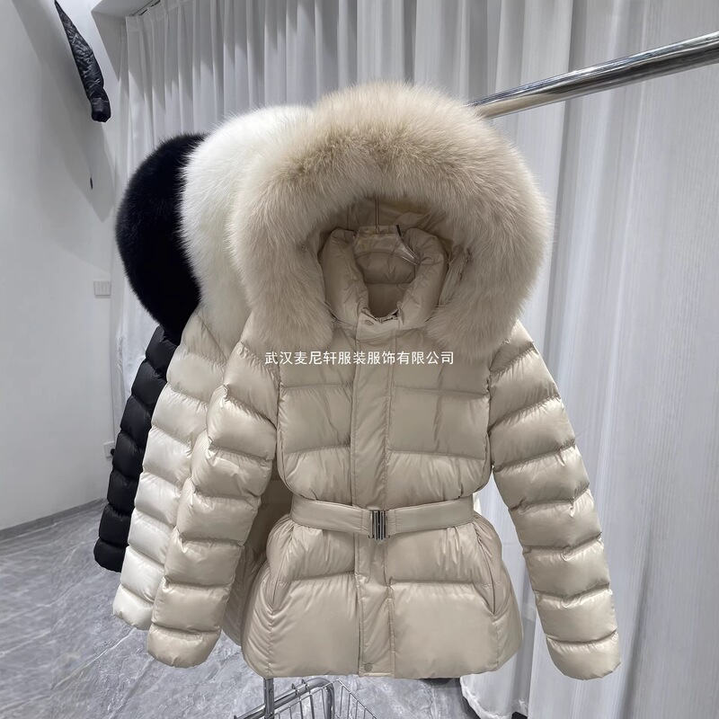 Winter New Style down Cotton Jacket with Large Raccoon Fur Collar, Hooded, Waist-Cinching, Thickened, Slimming, Cold-Proof, Trendy Coat Winter New Style down Cotton Jacket with Large Raccoon Fur Collar, Hooded, Waist-Cinching, Thickened, Slimming, Cold-Proof, Trendy Coat