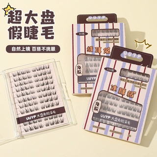 新款盒装免胶假睫毛女生自然上镜仿真假睫毛单簇分段式自粘眼睫毛