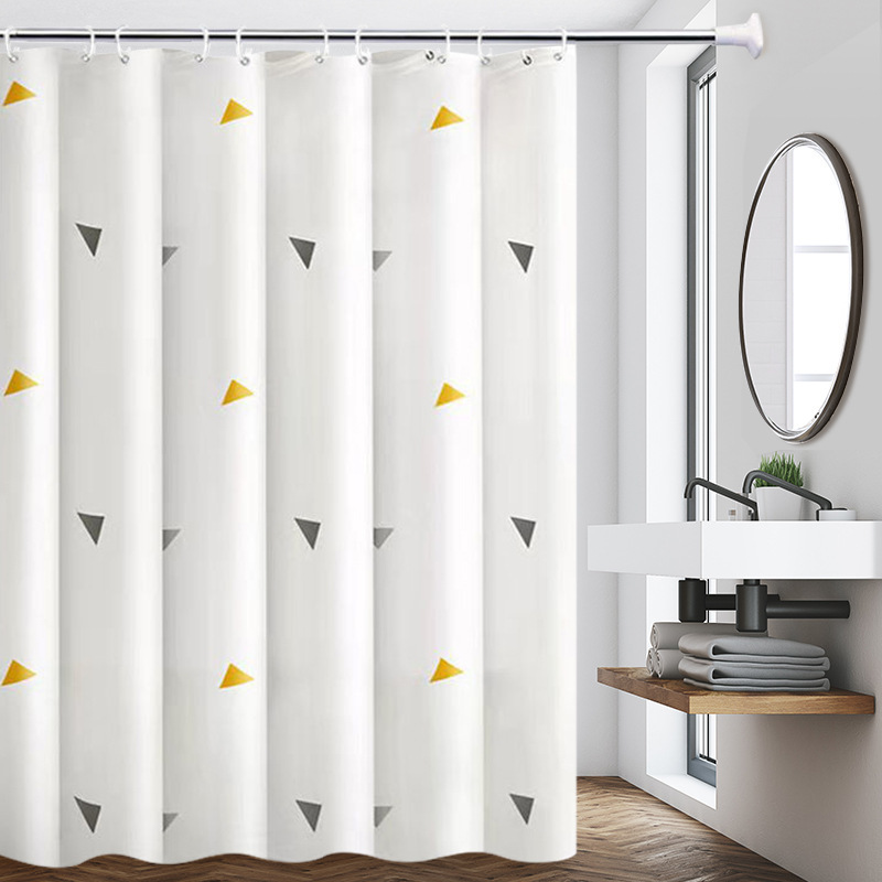 Bathroom Peva Shower Curtain Waterproof and Mildew-Proof Curtain Shower Curtain Rod Set Punch-Free Bathroom Partition Curtain Export Hot Model