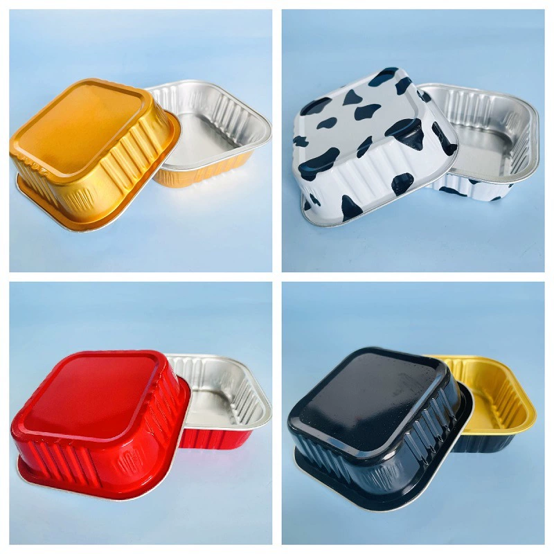 Оптовая выпечка алюминиевой фольги оловянный бумажный стаканчик квадратный 100 мл Алюминиевая фольга торт коробка алюминиевая фольга устойчивая чашка для выпечки пудинг мусс чашкой