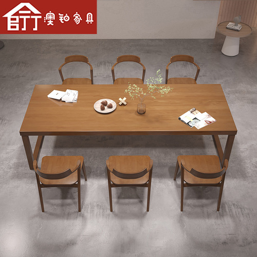 AOB modern simple solid wood dining table wholesale home restaurant rectangular dining table log dining table and chair combination
