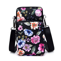 Factory Cross-Border Korean Version Printed Nylon Crossbody Bag Mini Small Bag Crossbody Zero Wallet Mobile Phone Bag Mobile Phone Bag