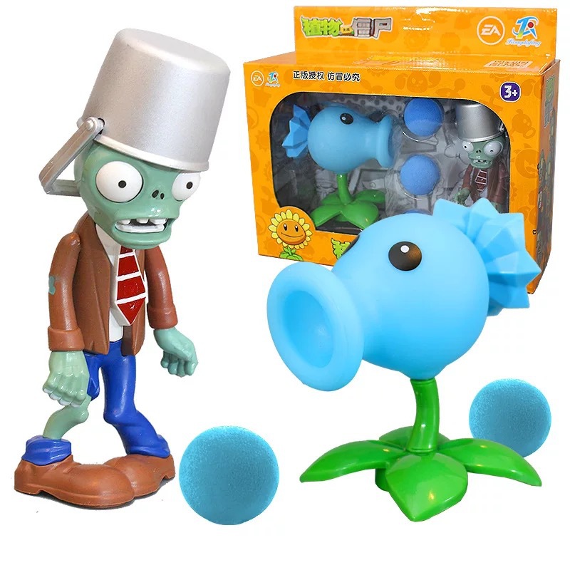 Juguetes de Plantas contra Zombis, juego completo de goma suave, lanzador de guisantes, juego para niños, regalo para niños, figuras