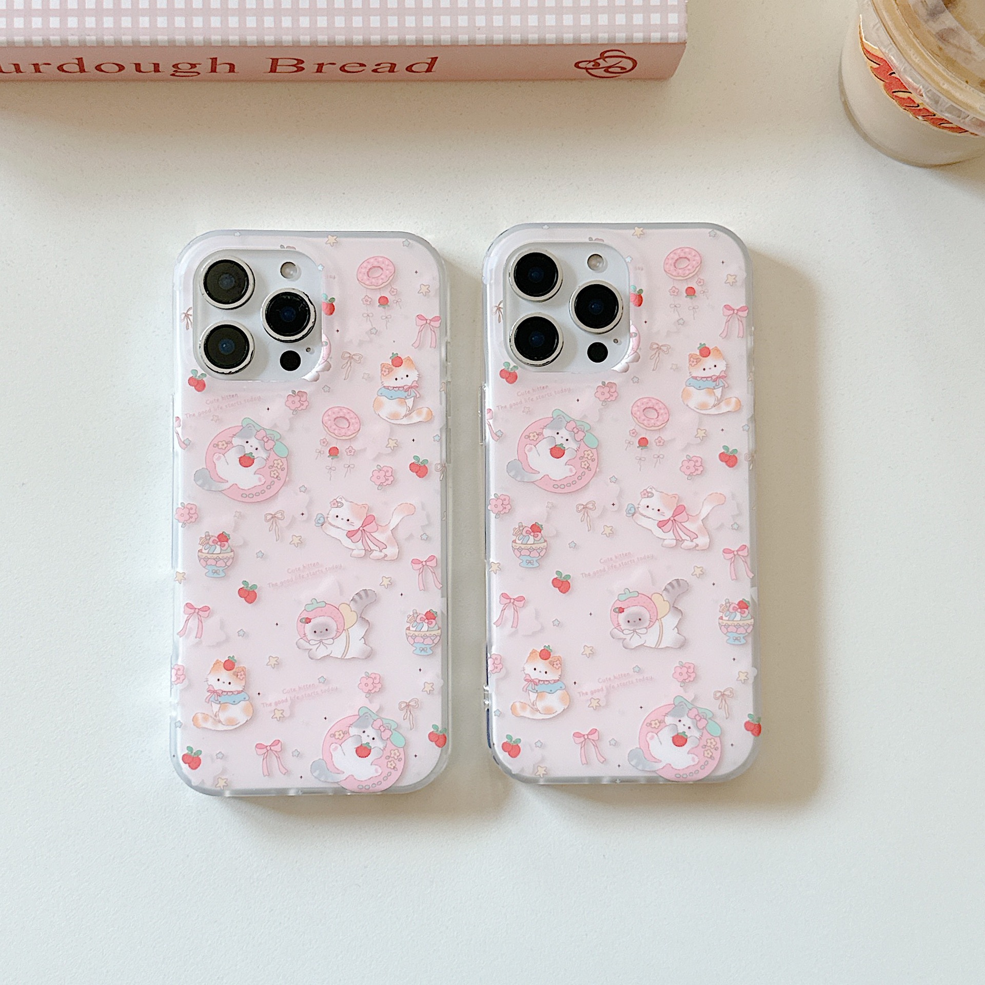 Divertido gato donut de dibujos animados para Apple 16proMax funda para teléfono móvil 15Pro/14Pro nuevo 13 femenino 16P
