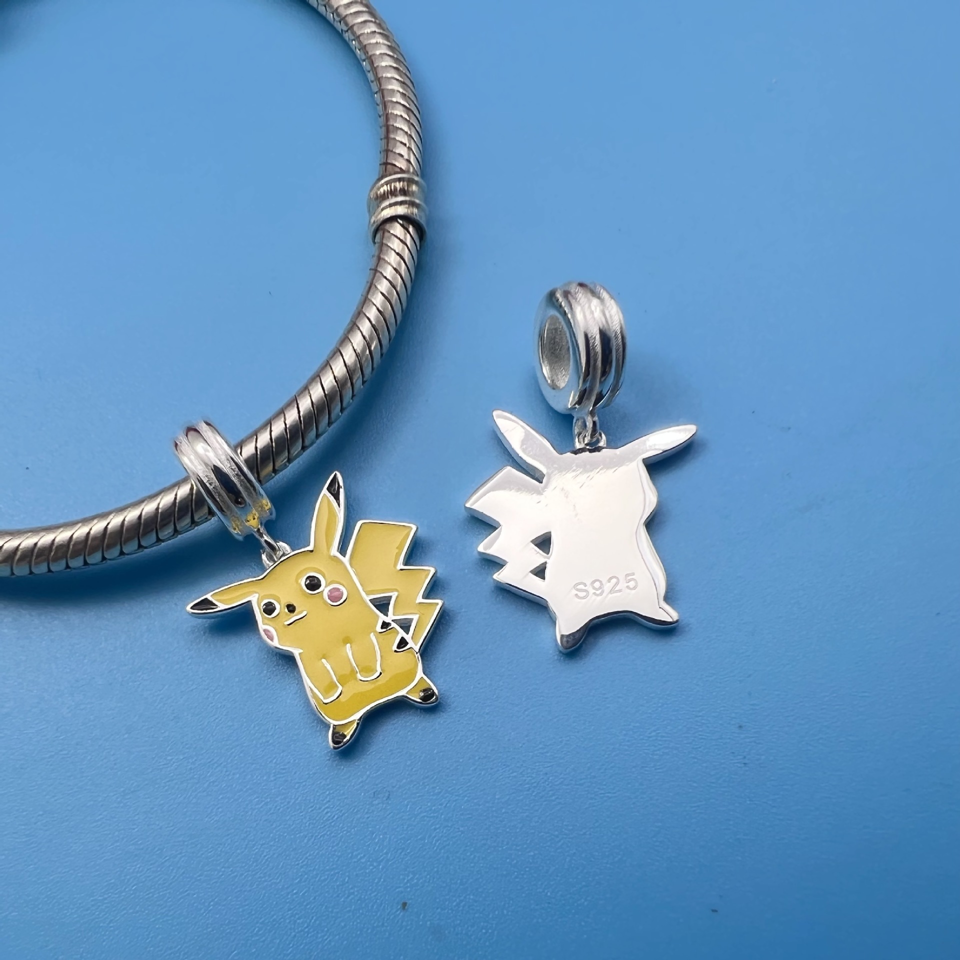 S925 plata epoxi dibujos animados lindo colgante nueva pulsera colgante DIY pulsera accesorios niñas