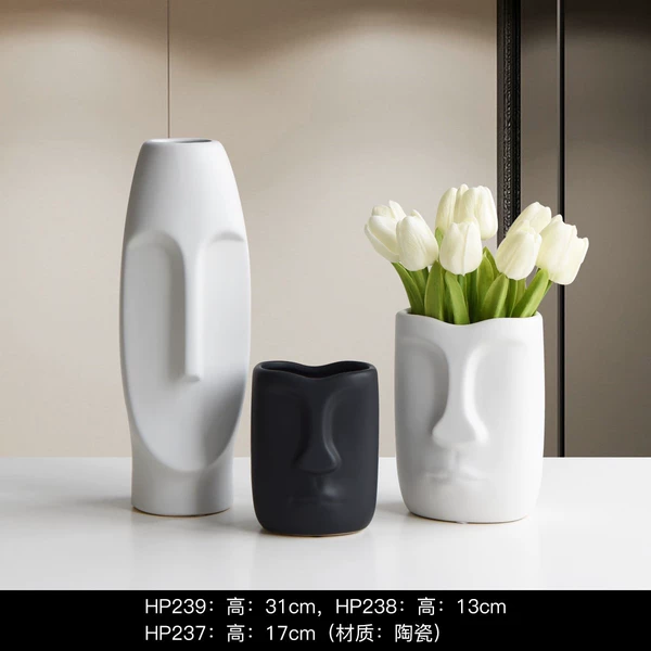 Human face set three flower bottle ornaments