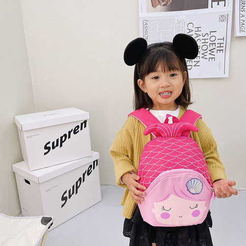 新款女宝宝小书包韩版可爱美人鱼儿童双肩包尼龙户外女童零食背包