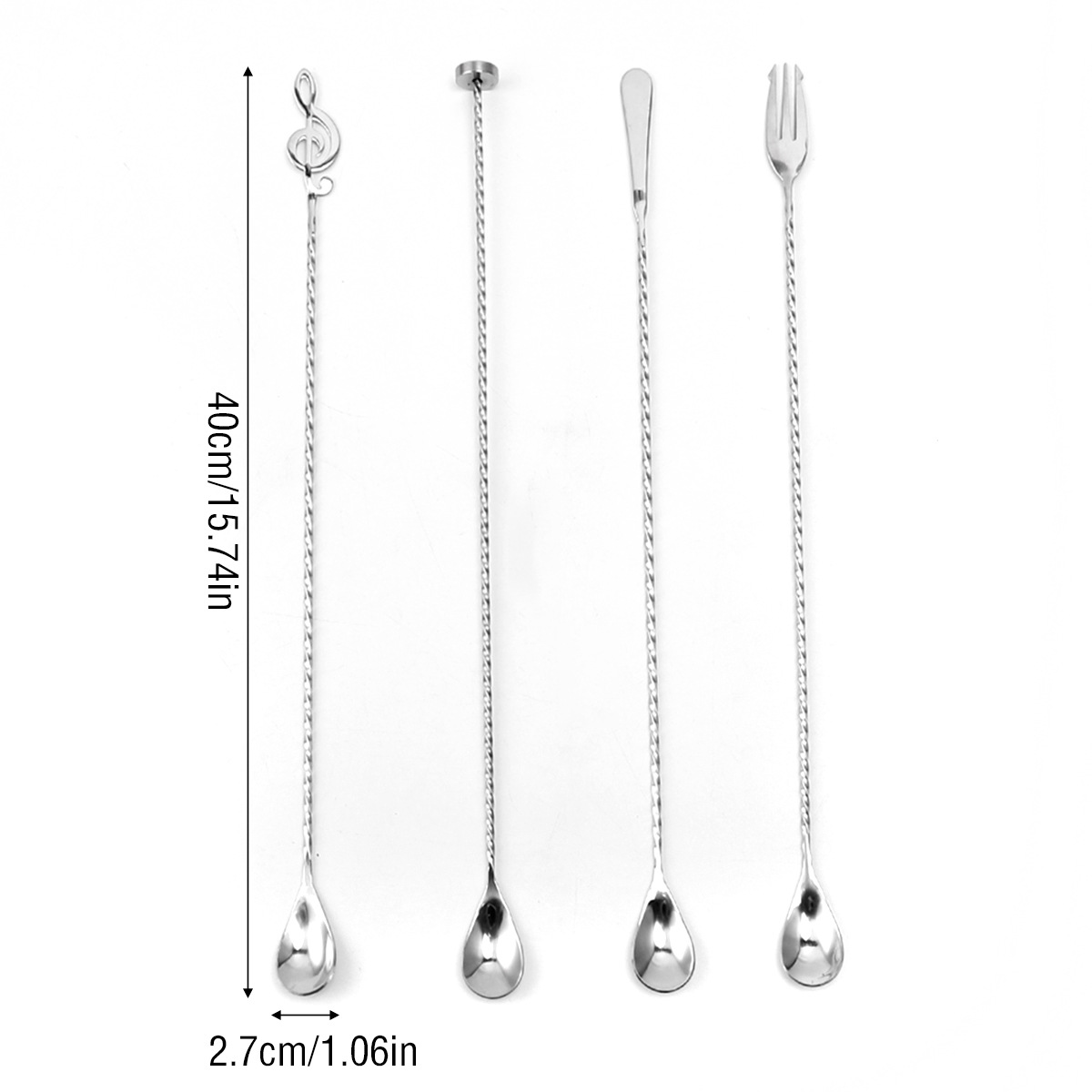 Inventario 304 de acero inoxidable helado bar de té leche cucharada barra espiral cucharada barra barra de hielo clip de hielo