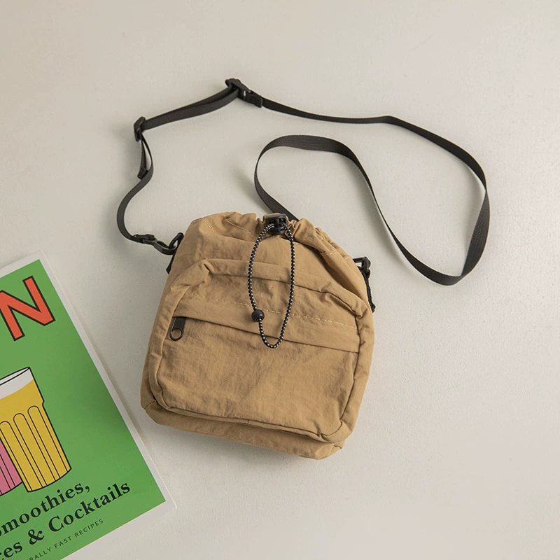Нейлоновая сумка на плечо с кулиской, мини‑формат, стиль Корея 2023, лёгкая