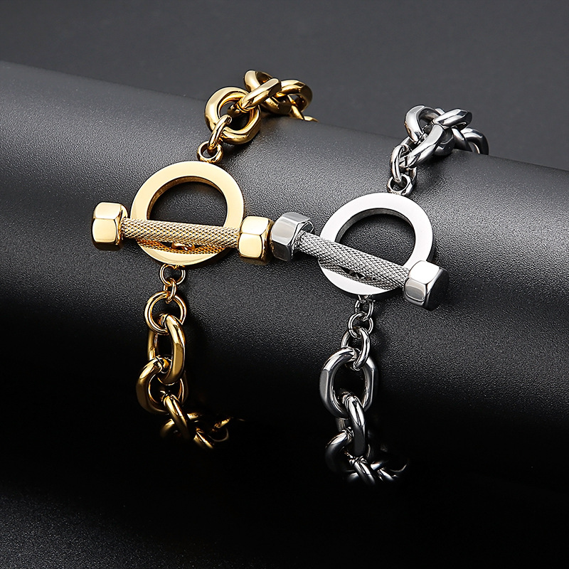 Bracelets Classification 304 Stainless Steel Chain Material Punk Classic Style Streetwear Geometric Titanium Steel Plating 18K Gold Plated Vacuum Plating Men's Bracelets Men's Chain Bracelets