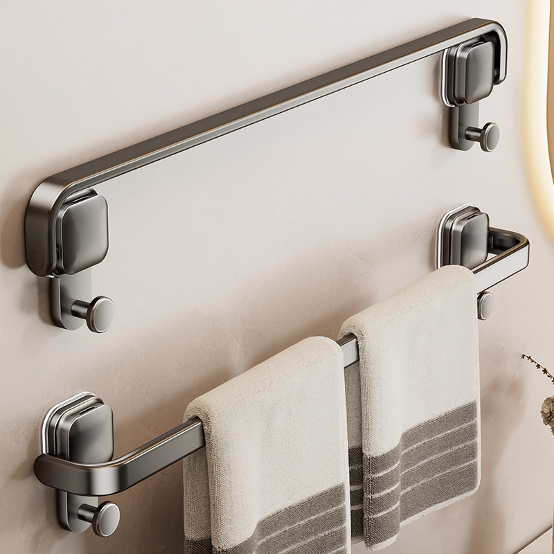 Suction Cup Towel Rack Bathroom Punch-Free Foldable Single-Pole Bathroom Storage Rack Bathroom Towel Storage Rack