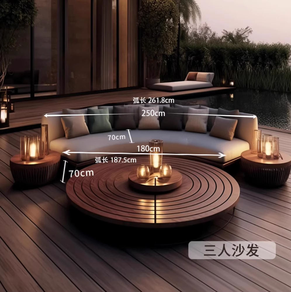 Sofá al aire libre Villa de madera maciza combinación de ocio tarjeta impermeable muebles mesas de té jardín al aire libre terraza teca