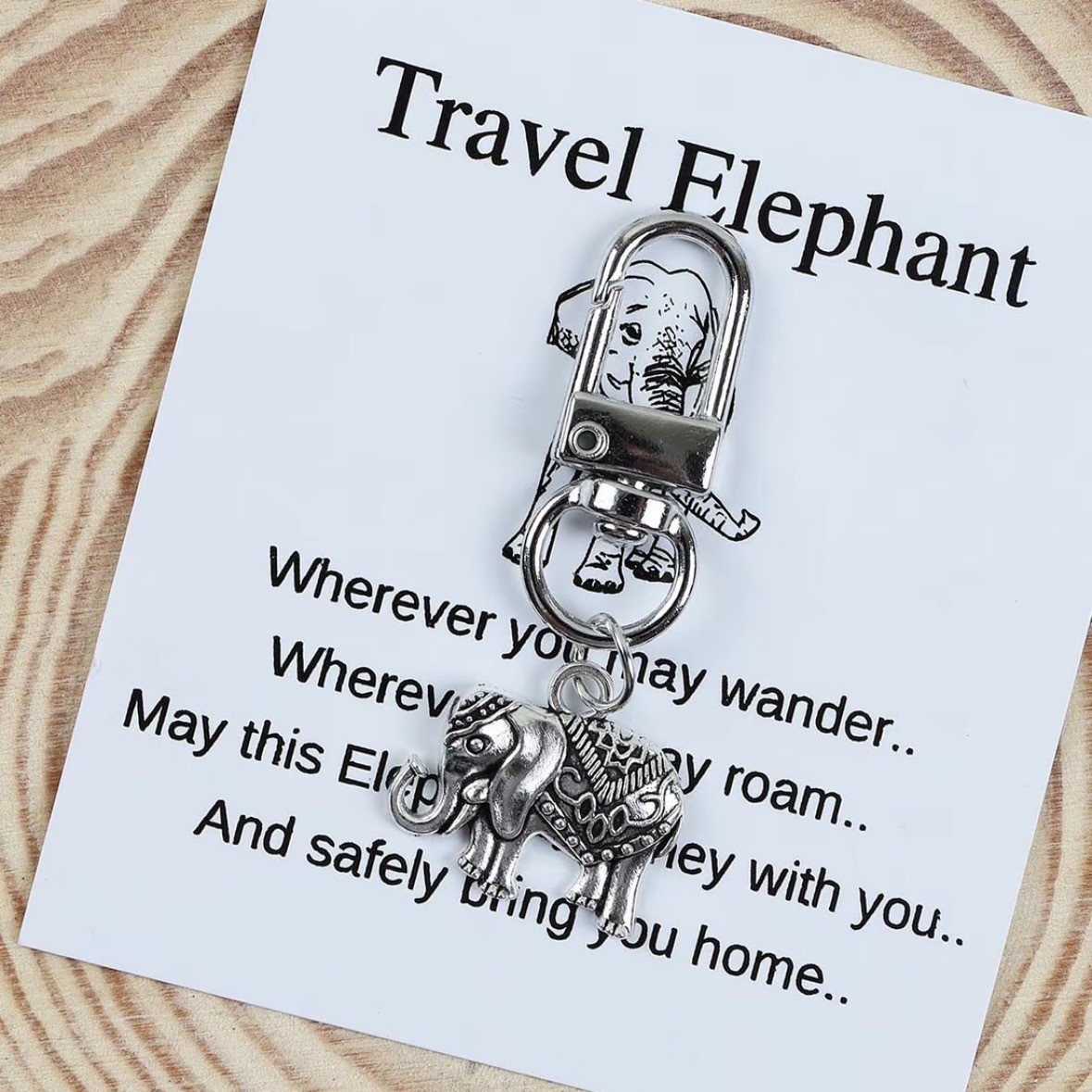 跨境爆款大象硬卡纸吊坠DIY饰品创意合金立体钥匙扣热销钥匙配饰