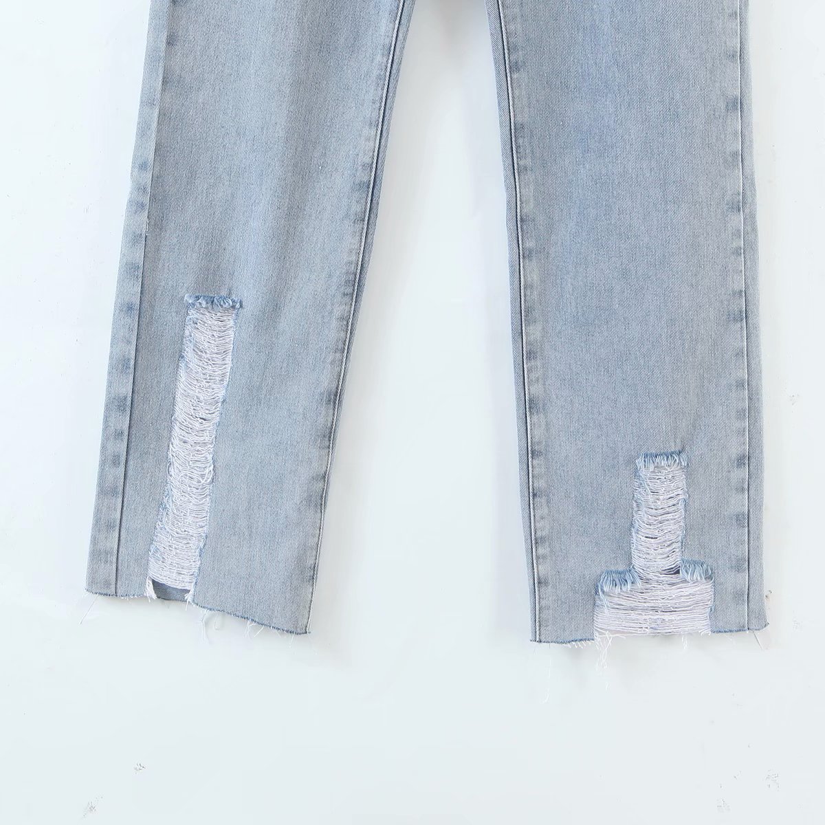 casual frayed ripped straight jeans  NSAM48898