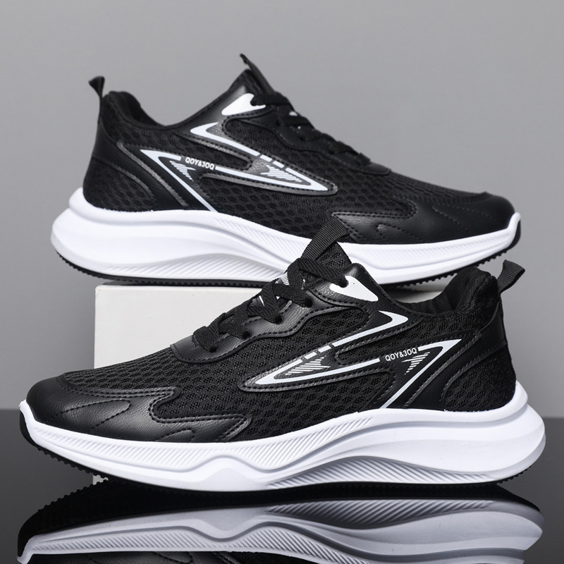 Men's shoes autumn running shoes 2024 new mesh explosion shoes men's black students jogging shoes soft bottom sneaker