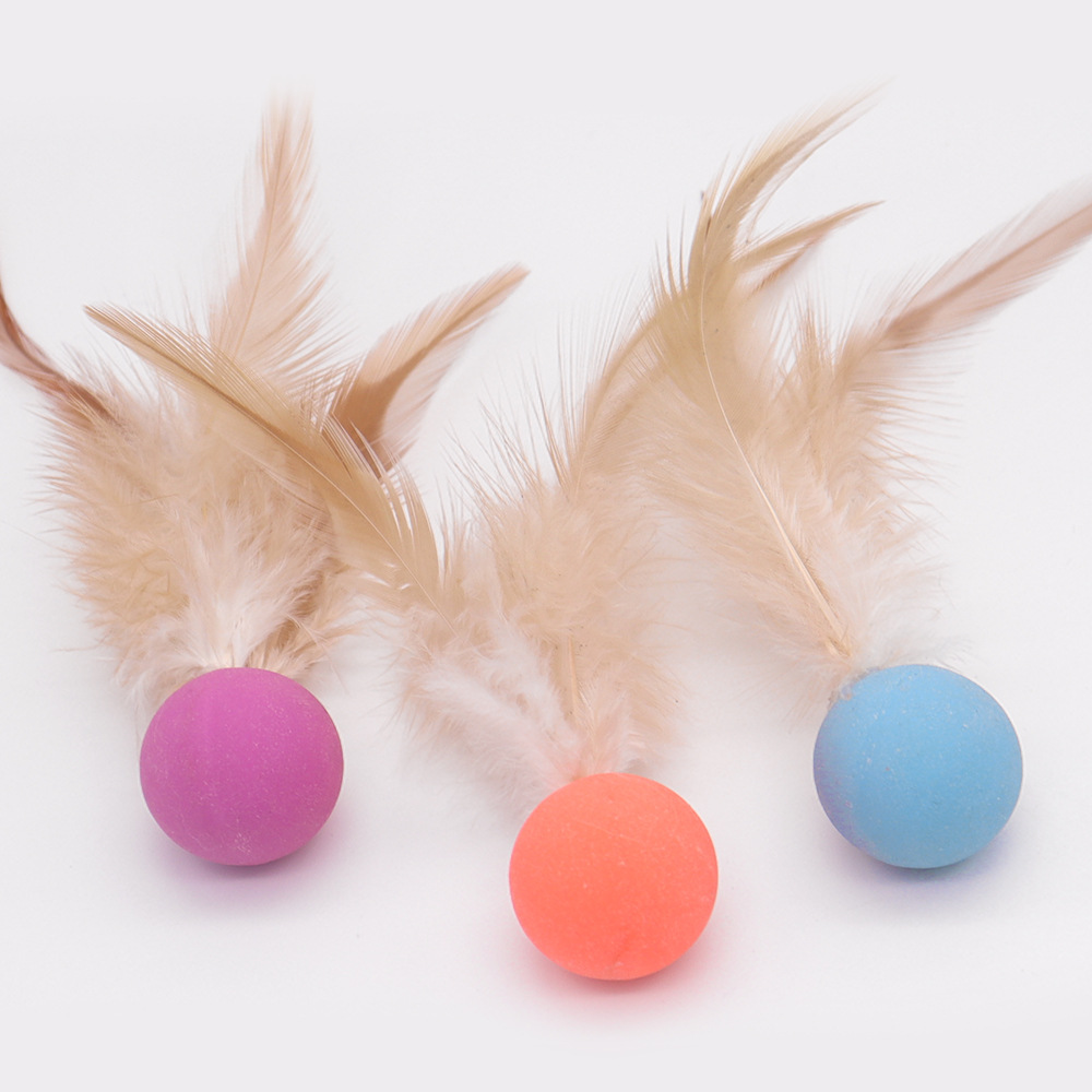 Nuevos juguetes para gatos para aliviar el aburrimiento de la bola de gato, plumas, pelotas de rebote, juguetes para gatos divertidos, pelotas de salto, suministros para gatos