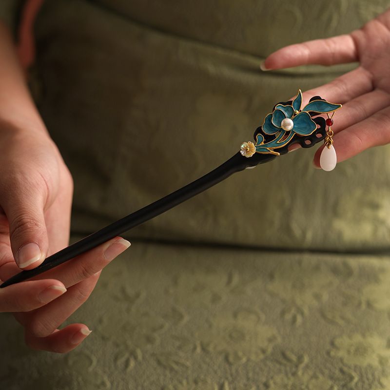 Pinzas de cabello de madera de sandalwood para mujeres estilo antiguo diario pinzas de cabello de estilo chino nuevo toque de cabello frío sensación de regalo de Qixiao explosión