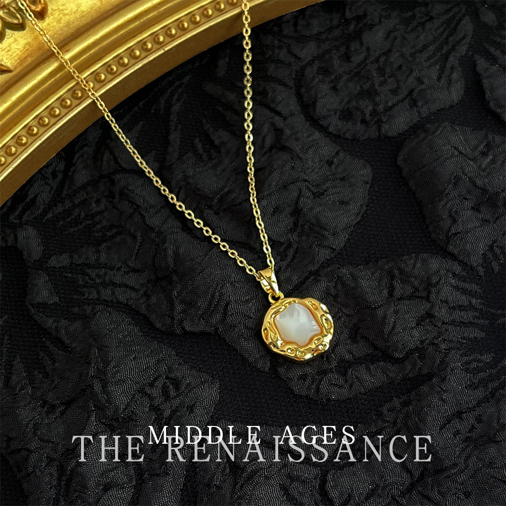 Vintage meteorite light antique style real shell necklace electroplated with 18K real gold