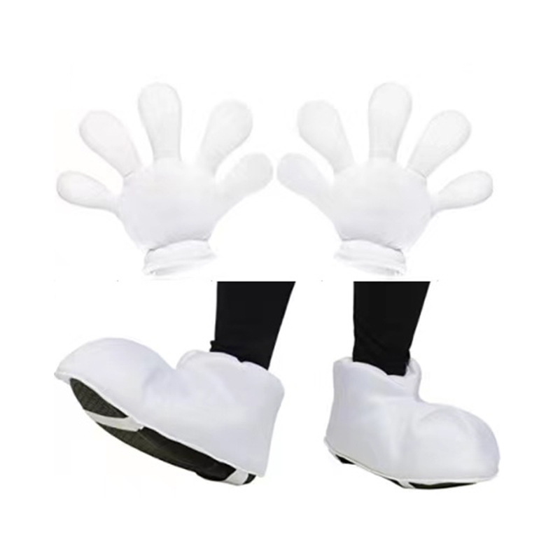 卡通可爱白色手套手部足部防护婚庆礼品演出道具毛绒保暖手套鞋套