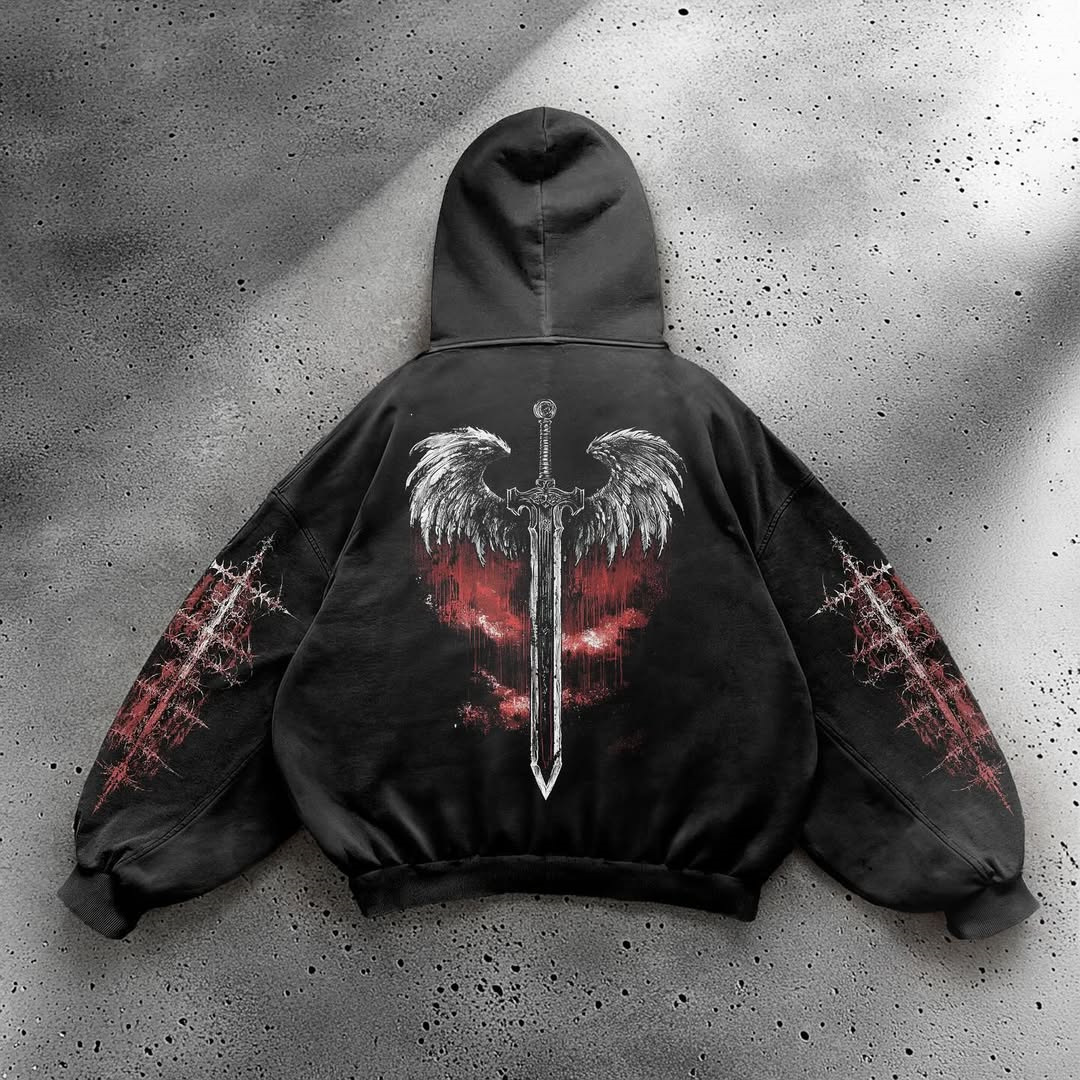 Men's Clothing Printed Sweatshirt Long Sleeved Pullover Hoodie Retro Jacket Street Fashion European And American Wholesale_viptrois.com