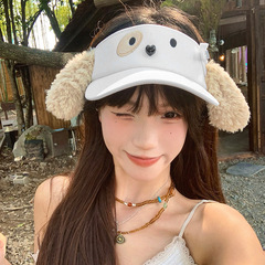 夏甘い日本アウトドア旅行かわいい漫画子犬耳中空帽子女性の日焼け止め帽子日よけ帽子