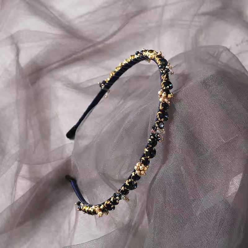 Simple Style Solid Color Iron Inlay Rhinestones Hair Band