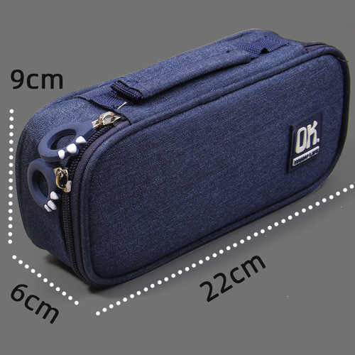 Simple pencil bag large capacity female middle school student boy junior high school student ins Japanese pencil bag sense internet celebrity canvas text