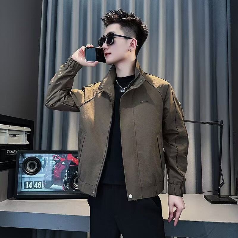 2026 Spring and Autumn Fashionable Simple Patchwork Zipper Cardigan with Exquisite Embroidered Logo Decoration, Long Sleeve Stand Collar Jacket 2026 Spring and Autumn Fashionable Simple Patchwork Zipper Cardigan with Exquisite Embroidered Logo Decoration, Long Sleeve Stand Collar Jacket