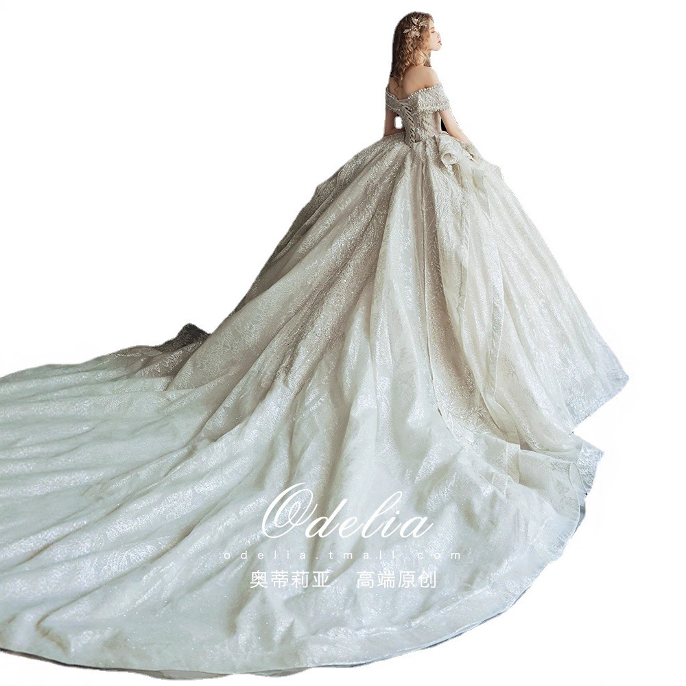 Odelia "Pearl" court style drag -tail wedding dress luxury heavy…