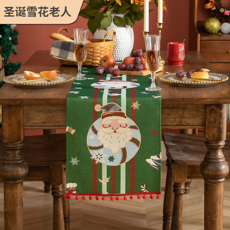 跨境美式圣诞风桌旗桌垫高级感长条茶几装饰电视柜鞋柜盖布批发|undefined
