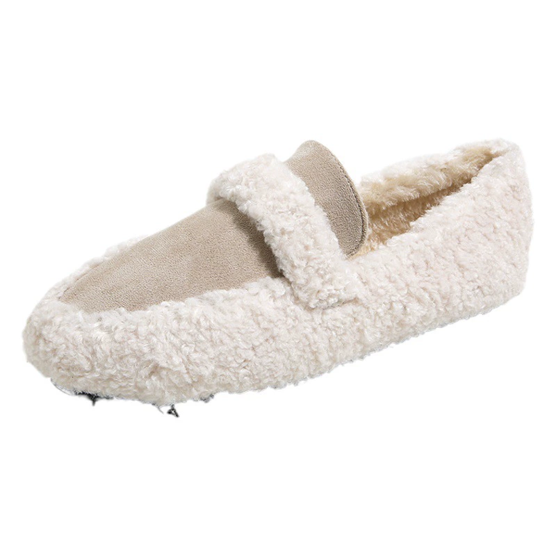 Женские меховые туфли 2022 года для осени и зимы, слипоны, женские хлопковые туфли, большие размеры 41-43, удобный европейско-американский стиль