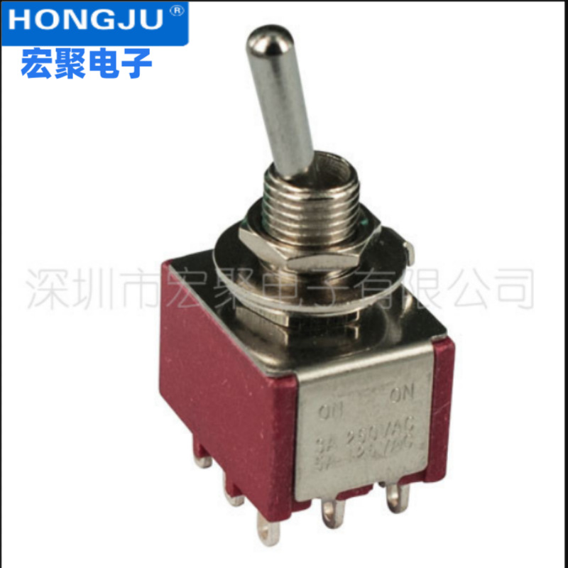 台湾 金属摇杆开关  9脚2档 钮子开关焊线.直插端子   UL  ROHS