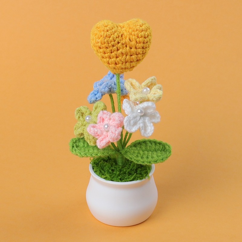 完成したウールひまわり鉢植えスズラン造花チューリップデスクトップ装飾品バレンタインデー教師クラスメートギフト|undefined