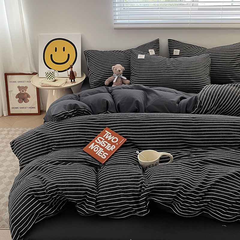 Cama de cuatro piezas A clase madre y bebé dormir desnudos ropa de cama de algodón lavado con agua cubierta cama dormitorio cama de tres piezas