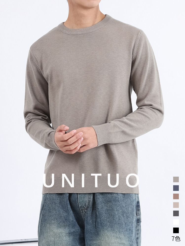Lujo ligero antiguo estilo de ropa de hombre suéter camiseta camiseta casual para hombres de manga larga camiseta de punto para hombres
