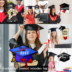 MZ349-354跨境2023畢業季木質掛牌節日家居裝飾木牌派對櫥窗掛件