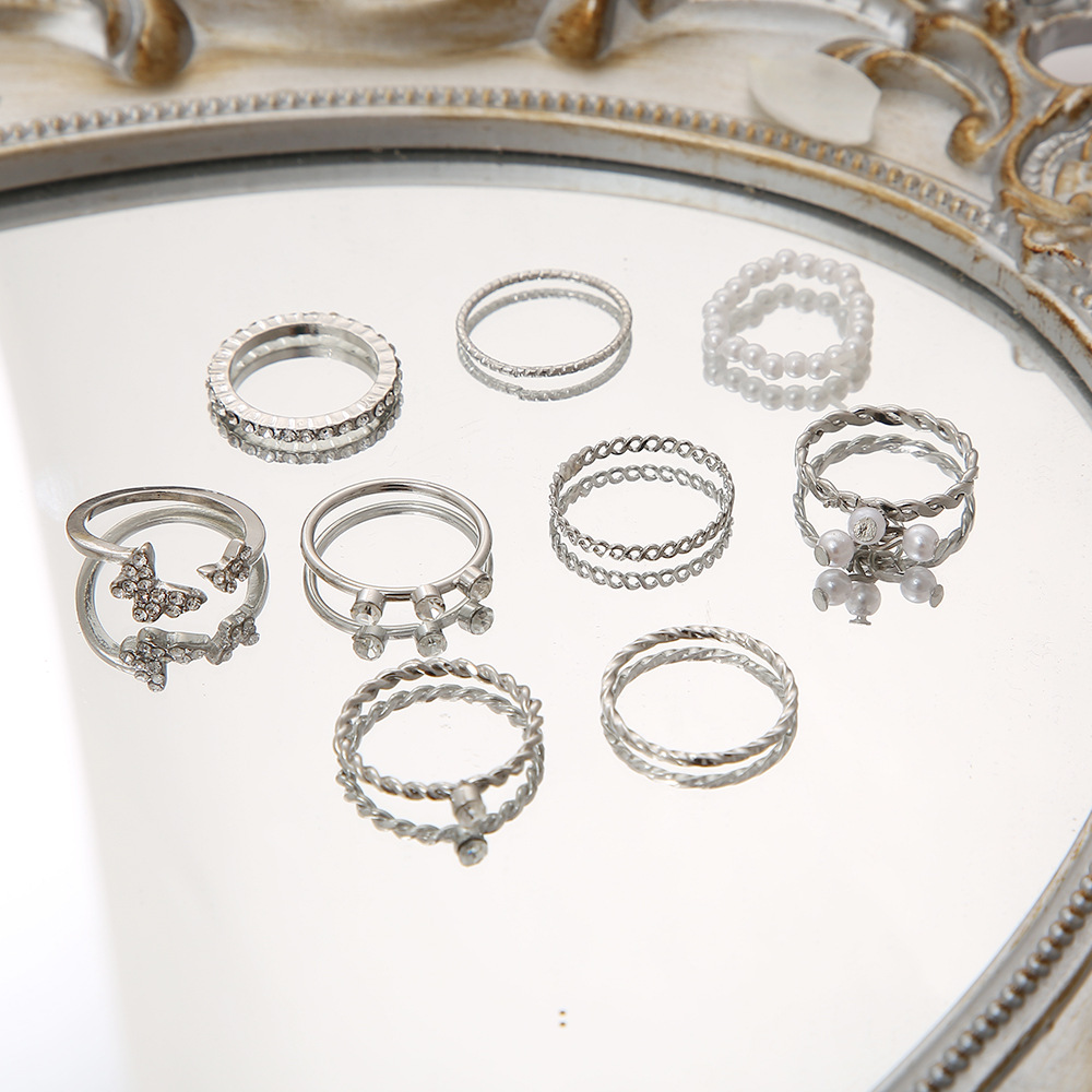 Fashion Geometric Alloy Plating Artificial Pearls Rings