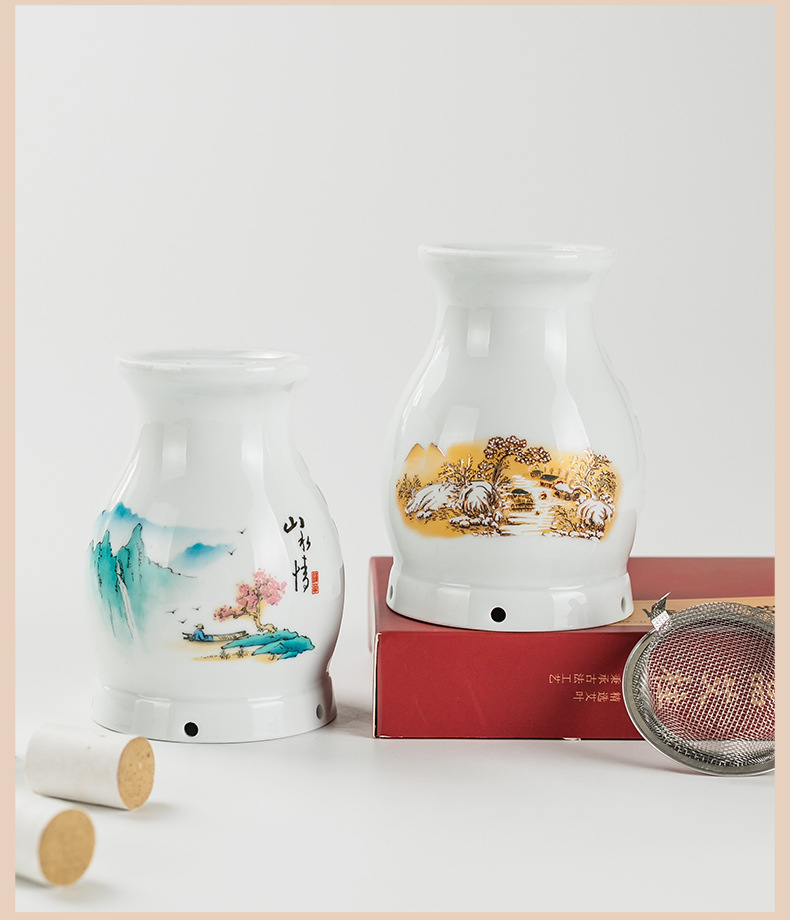 Ceramic Moxibustion Cup Ai Jiu Guan Heat Therapy Jar with Dust Screen and Cloth Cover for Home Warming Use in use