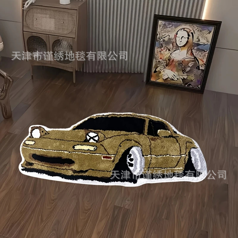 Cross-Border Cool Car Imitation Cashmere Floor Mats, Car Fan Decoration, Non-Slip Foot Mats, Easy-Care Entryway Doormats