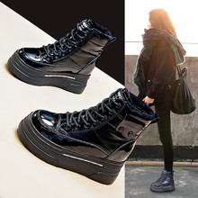 韓版馬丁靴女高跟2022冬季新款加絨保暖加厚高幫女鞋厚底潮流短靴