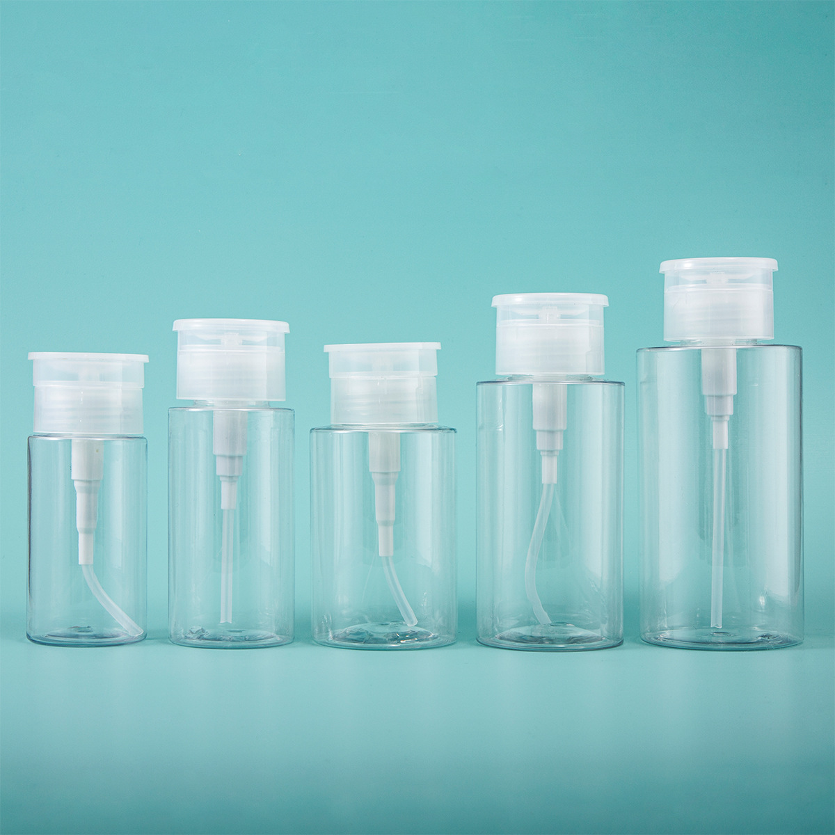 En stock 100/120/150/200/300ml botella de removedor de maquillaje de prensa maquillaje sub-botella vacía de plástico para mascotas