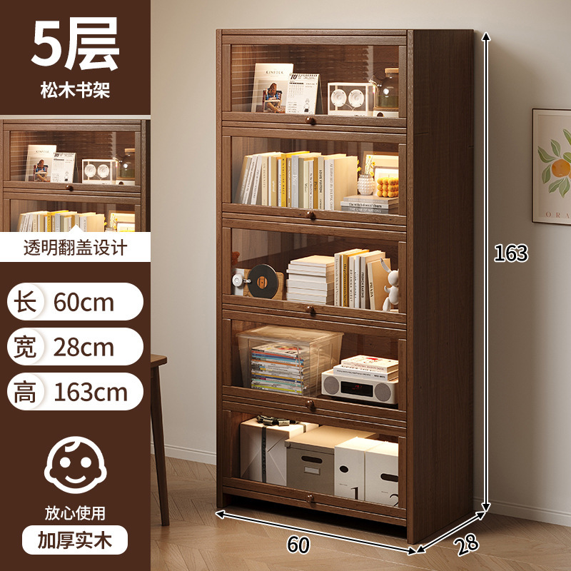 Estantes de madera sólida estantería de piso integrado contra la pared almacenamiento de almacenamiento de artículos de visualización de la sala de estar estante de libros para niños