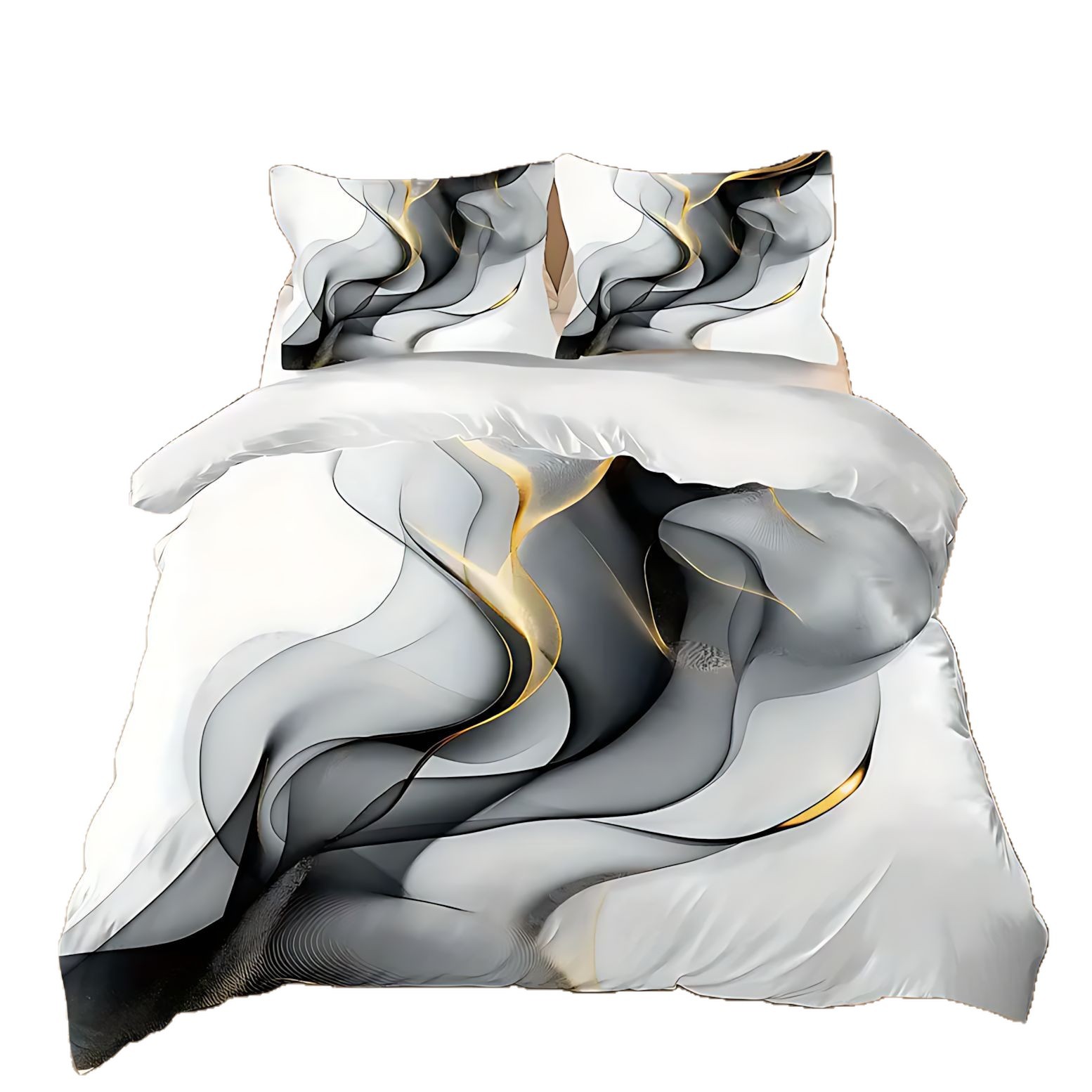 TEMU / JIT transfronterizo clásico de moda texturas de mármol de alta definición impresión digital abrasión colcha de colcha de almohada set