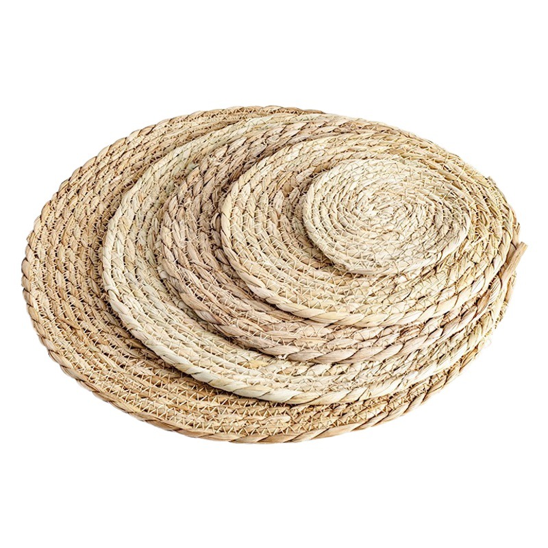 Estera de mesa de comedor de paja PU, antiquemaduras, antideslizante, occidental, restaurante