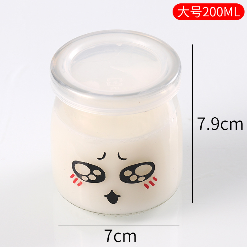 Vaso para pudín con tapa, botella de vidrio para pudín, tarro de miel, gelatina, vaso para mousse de leche de doble capa, vaso para yogur, patrones creativos al por mayor