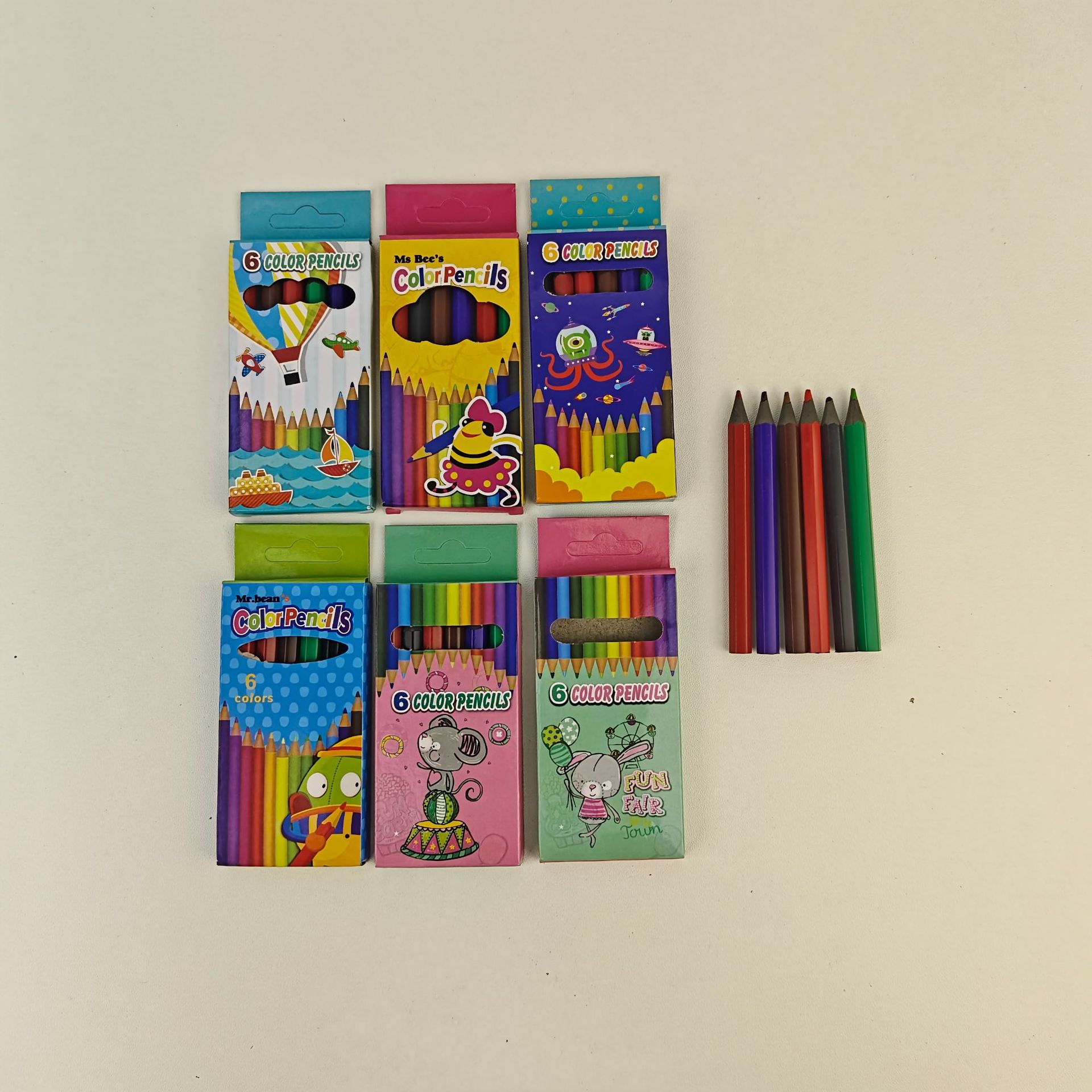 Juego de lápices de colores 12 colores 6 colores niños estudiantes pintura color plomo al por mayor caja de dibujos animados graffiti lápiz