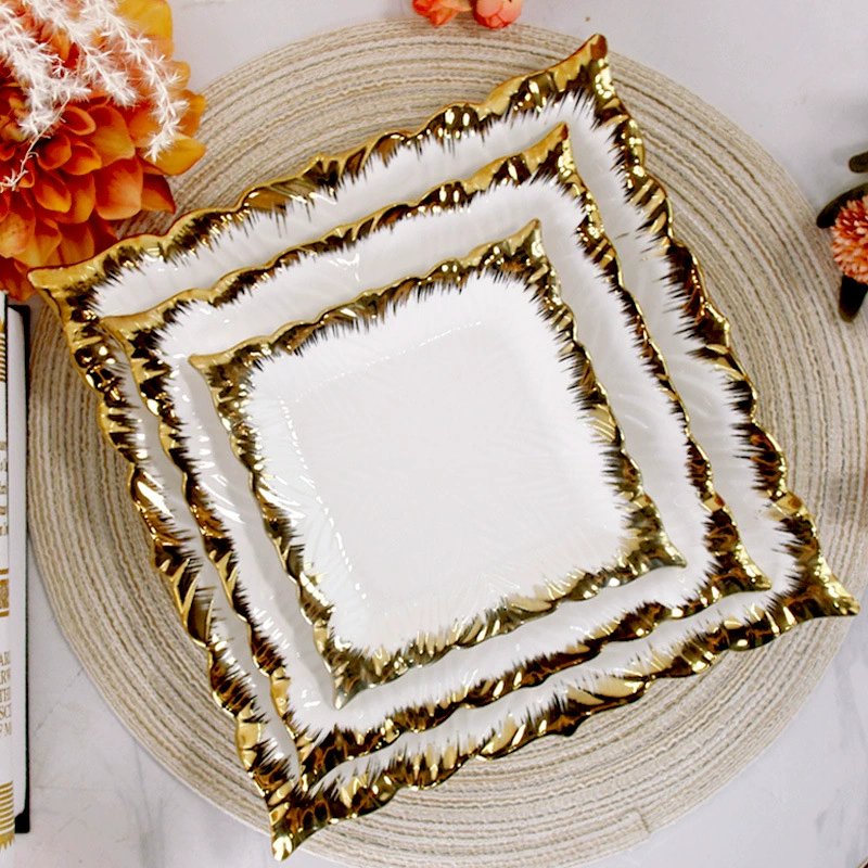 Ceramic Tableware Set, Light Luxury Cabbage Pattern, Dinner Plates & Bowls, Hotel Style